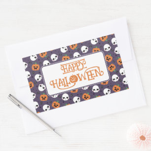Adesivo Retangular Halloween Kawaii Pattern
