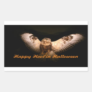Adesivo Retangular Halloween Owl Em Voo