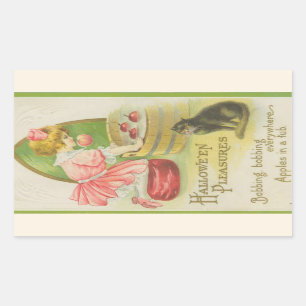 Adesivo Retangular Hallowe'en Pleasures Bobbing for Apples Vintage