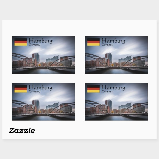 Adesivo Retangular Hamburgo Alemanha (Folha)