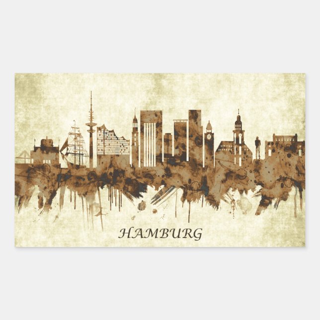 Adesivo Retangular Hamburgo Alemanha Cityscape (Frente)