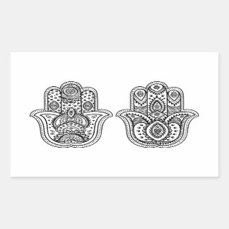 Adesivo Retangular Hamsa Desenhado À Mão Com Ornamentos