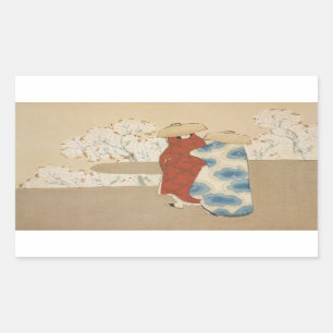 Adesivo Retangular Hanami temporada Kamisaka Sekka pintura arte ca