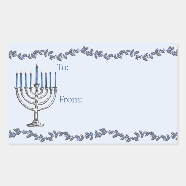 Adesivo Retangular Hanukkah Menorahs Sticker (Frente)