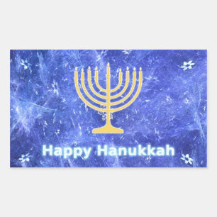 Adesivo Retangular Hanukkah Snowstorm Menorah