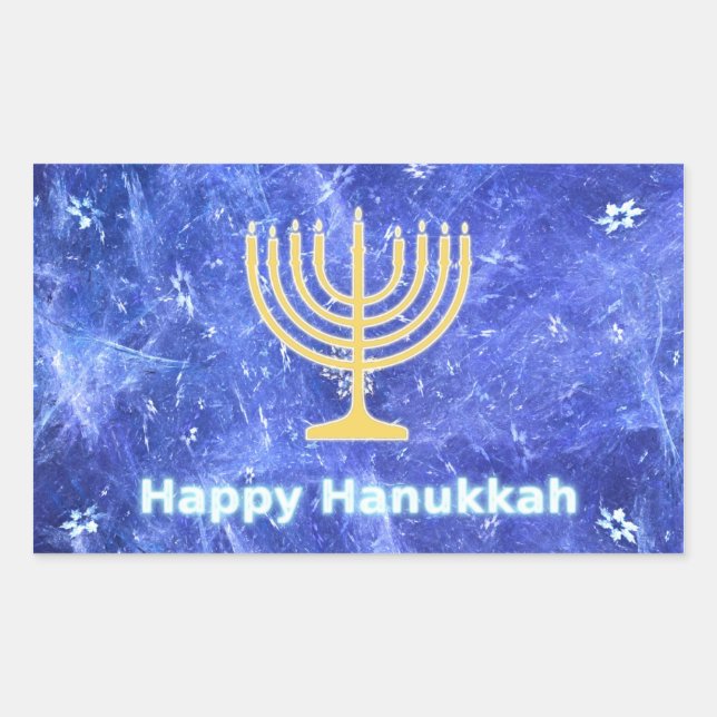 Adesivo Retangular Hanukkah Snowstorm Menorah (Frente)