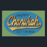 Adesivo Retangular Hanukkah Stickers "Retro Chanukah Est 139 BCE"<br><div class="desc">Chanucá/Chanukah, adesivos Retangulares do Feriado, "Retro Happy Chanukah Est 139 BCE" Divirtam-se usando esses adesivos como topos de bolo, etiquetas de presentes, fechos de malas de favor, ou o que for que apodreça suas festividades! Personalize eliminando, "Happy and EST 139 BCE" e substituindo por seu próprio texto usando seu estilo...</div>