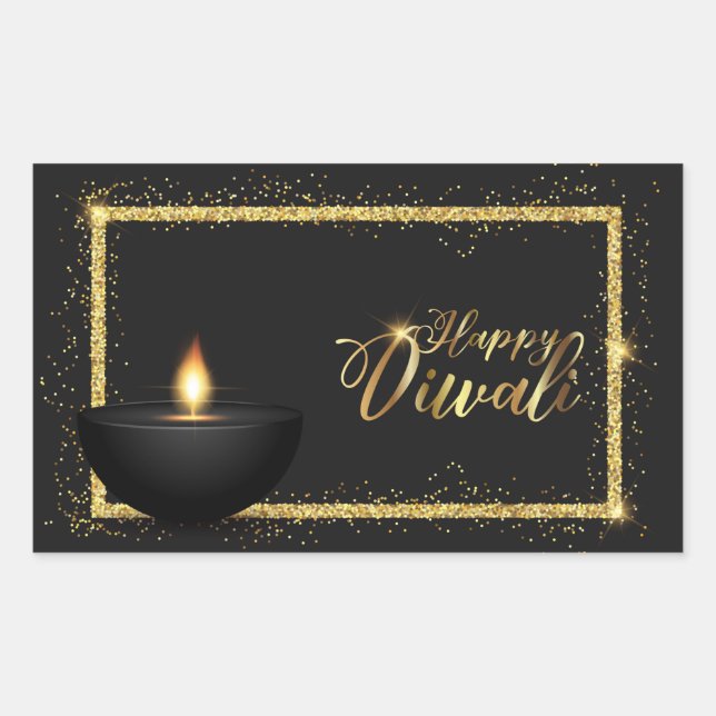 Adesivo Retangular Happy Diwali (Frente)