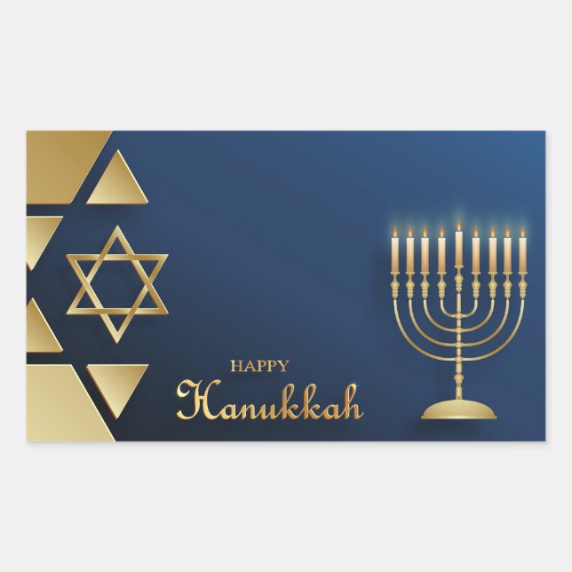 Adesivo Retangular Happy Hanukkah (Frente)