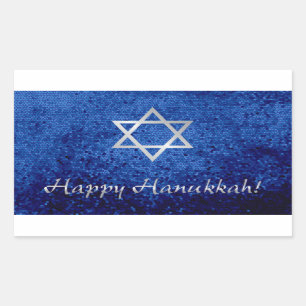 Adesivo Retangular Happy Hanukkah Star de David