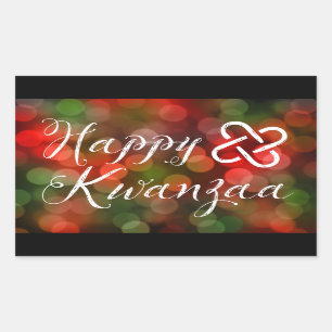 Adesivo Retangular Happy Kwanzaa Bokeh Umoja Lights