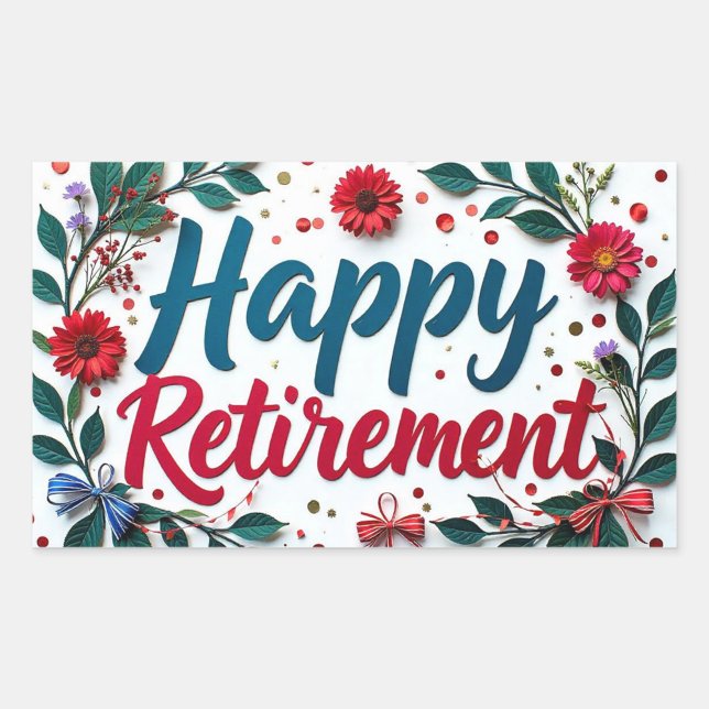 Adesivo Retangular  Happy Retirement Sticker (Pretty Happy Retirement celebration stickers!)