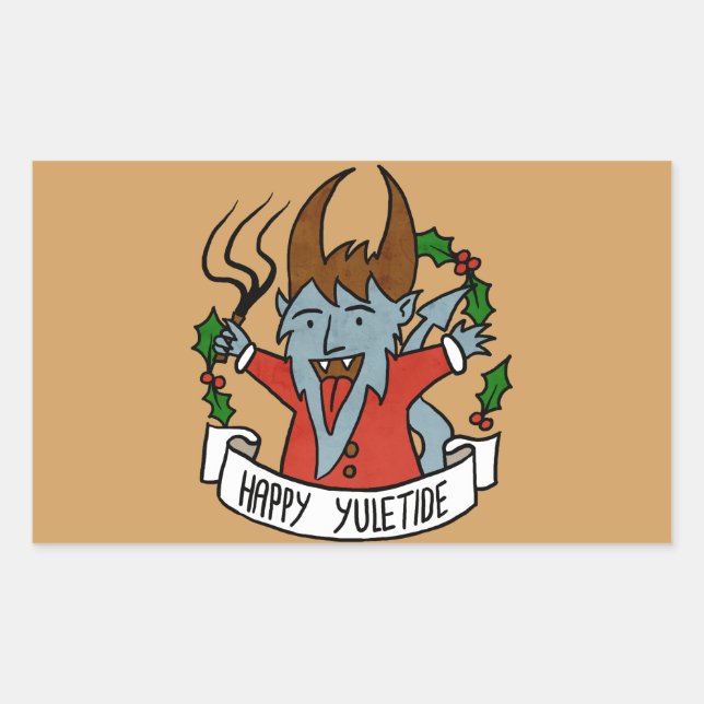 Adesivo Retangular Happy Yuletide Krampus (Frente)