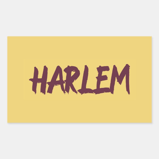 Adesivo Retangular Harlem Text Base Design no Fundo Amarelo (Frente)