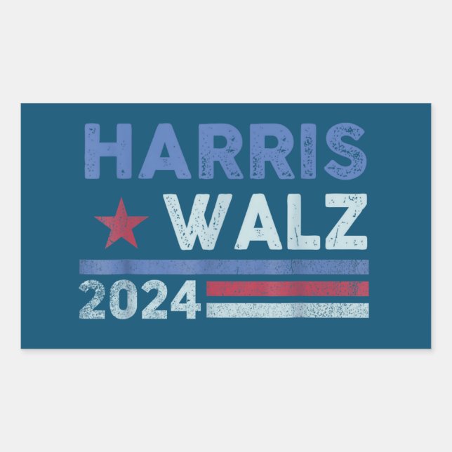 Adesivo Retangular Harris Waltz 2024 Eleição Kamala Harris Marinho Az (Frente)