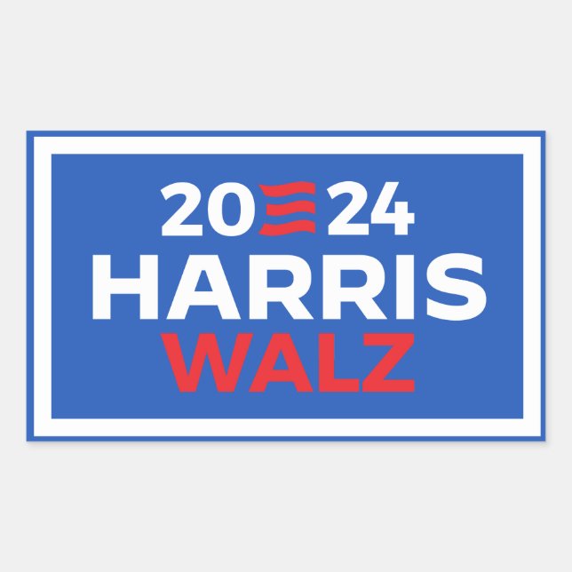 Adesivo Retangular Harris Walz 2024 (Frente)