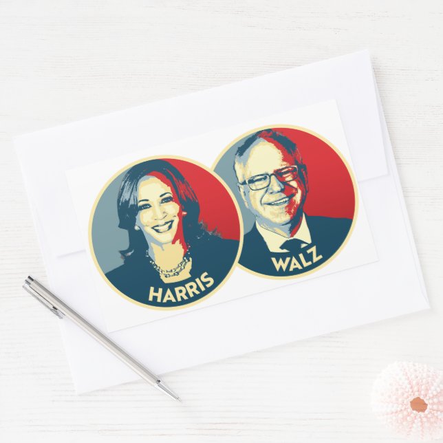 Adesivo Retangular Harris Walz 2024 (Envelope)
