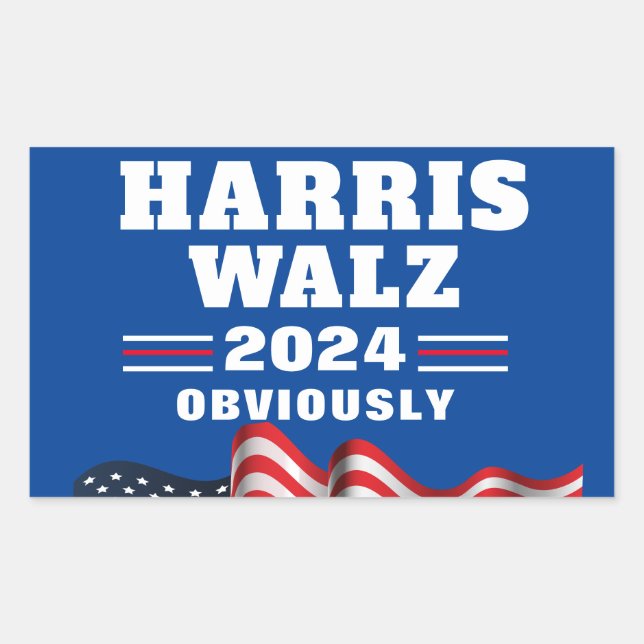 Adesivo Retangular Harris Walz 2024 | Obviamente (Frente)