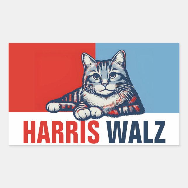 Adesivo Retangular Harris Walz 2024 Obviamente Blue Cat (Frente)
