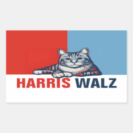 Adesivo Retangular Harris Walz 2024 Obviamente Blue Cat