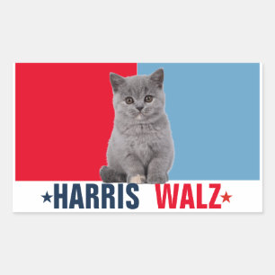 Adesivo Retangular Harris Walz 2024 Obviamente Vermelho Azul