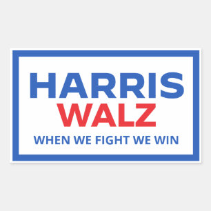 Adesivo Retangular Harris Walz 2024 - Quando Combatemos Ganhamos