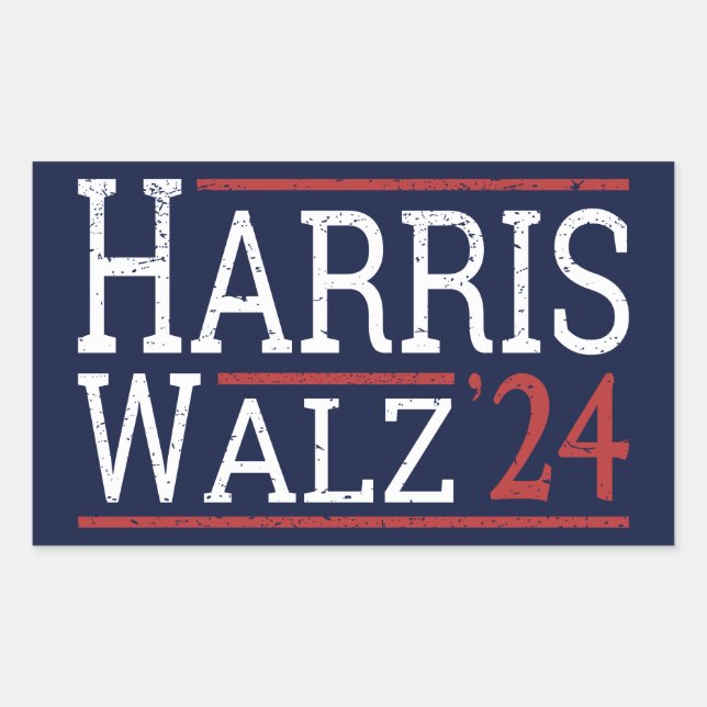 Adesivo Retangular Harris Walz Eleição 2024 I (Frente)