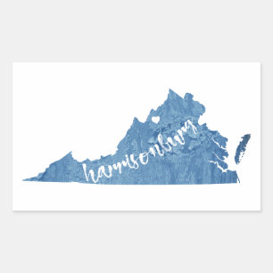 Adesivo Retangular Harrisonburg Virginia Wood Grain