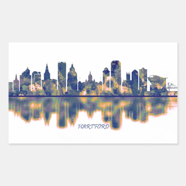 Adesivo Retangular Hartford Skyline (Frente)