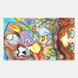 Adesivo Retangular Hatter e seu design do chapéu do primavera