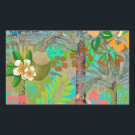 Adesivo Retangular Hawaii Flower Hula Vintage - Gráfico Floral<br><div class="desc">Colagem Hula Colorida do Havaí - Esta imagem é um design gráfico de arte de flores e palmeiras do Havaí. A colagem botânica é sobre a cor da ilha tropical.</div>