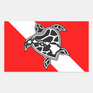 Adesivo Retangular Hawaii Turtle Dive Flag