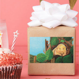 Adesivo Retangular Hazel dormouse comendo avelã  