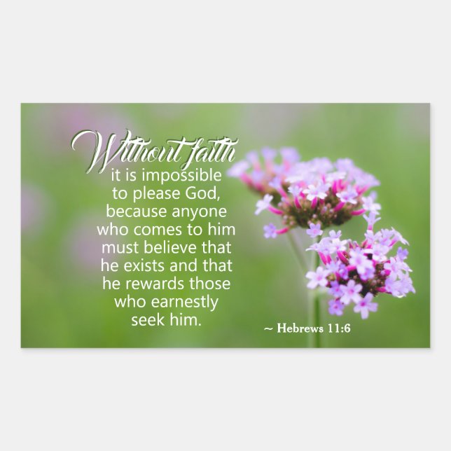 Adesivo Retangular Hebraico 11:6 Ele recompensa aqueles que o procura (Frente)