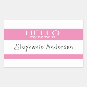 Adesivo Retangular HELLO Personalizado Meu Nome É Crachá De Vinheta