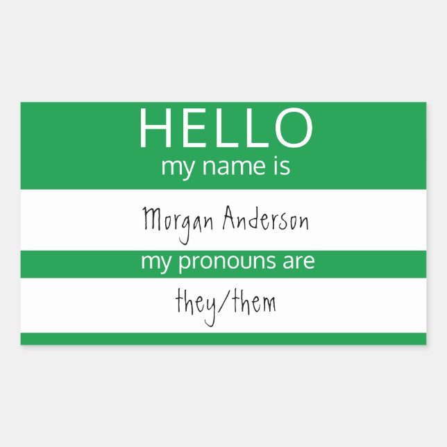 Adesivo Retangular HELLO Personalizado Meu Nome Pronounounes É Crachá (Frente)