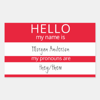 Adesivo Retangular HELLO Personalizado Meu Nome Pronounounes É Crachá