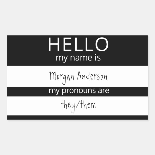 Adesivo Retangular HELLO Personalizado Meu Nome Pronounounes É Crachá (Frente)