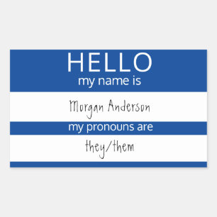 Adesivo Retangular HELLO Personalizado Meu Nome Pronounounes É Crachá