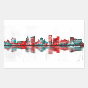 Adesivo Retangular Helsínquia Finlândia Skyline