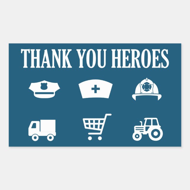 Adesivo Retangular Heróis | Frontliners | Obrigado (Frente)