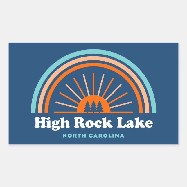 Adesivo Retangular High Rock Lake North Carolina Rainbow (Frente)