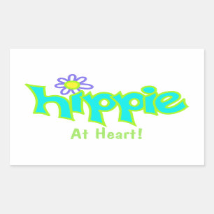 Adesivo Retangular Hippie no costume da arte de turquesa do coração