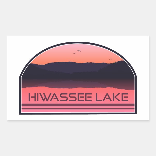 Adesivo Retangular Hiwassee Lago Carolina do Norte Red Sunrise (Frente)