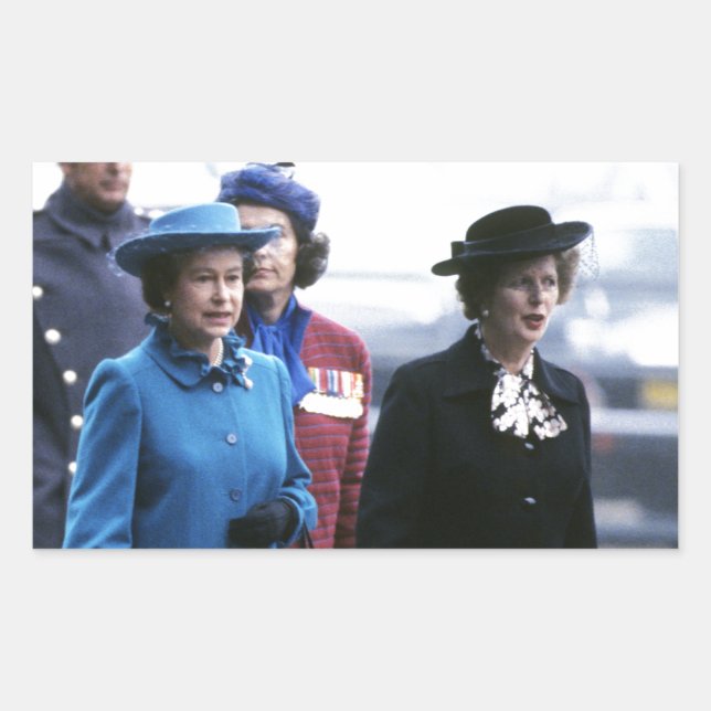 Adesivo Retangular HM Queen Elizabeth II-Margaret Thatcher (Frente)