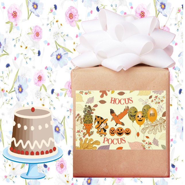 Adesivo Retangular Hocus Pocus Wandering Witch Raven Balloon Jack (Hocus Pocus Wandering Witch Raven Balloon Jack Rectangular Sticker)