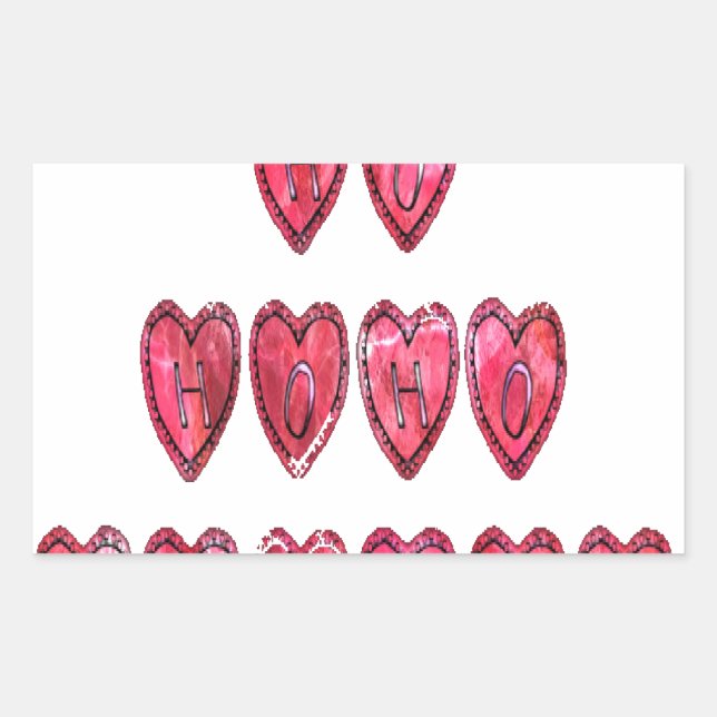 Adesivo Retangular Hohoho! Papais noeis legal corações texto de Natal (Frente)