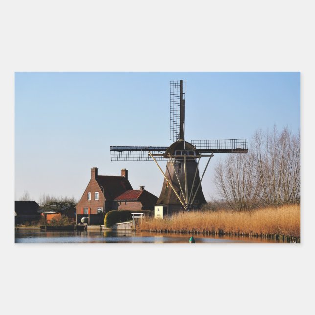 Adesivo Retangular Hollandse Molen aan de waterkant. (Frente)