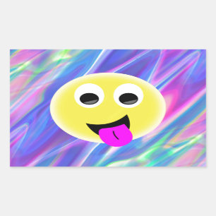 Adesivo Retangular holograma de emoji