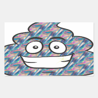 Adesivo Retangular holograma poop emoji